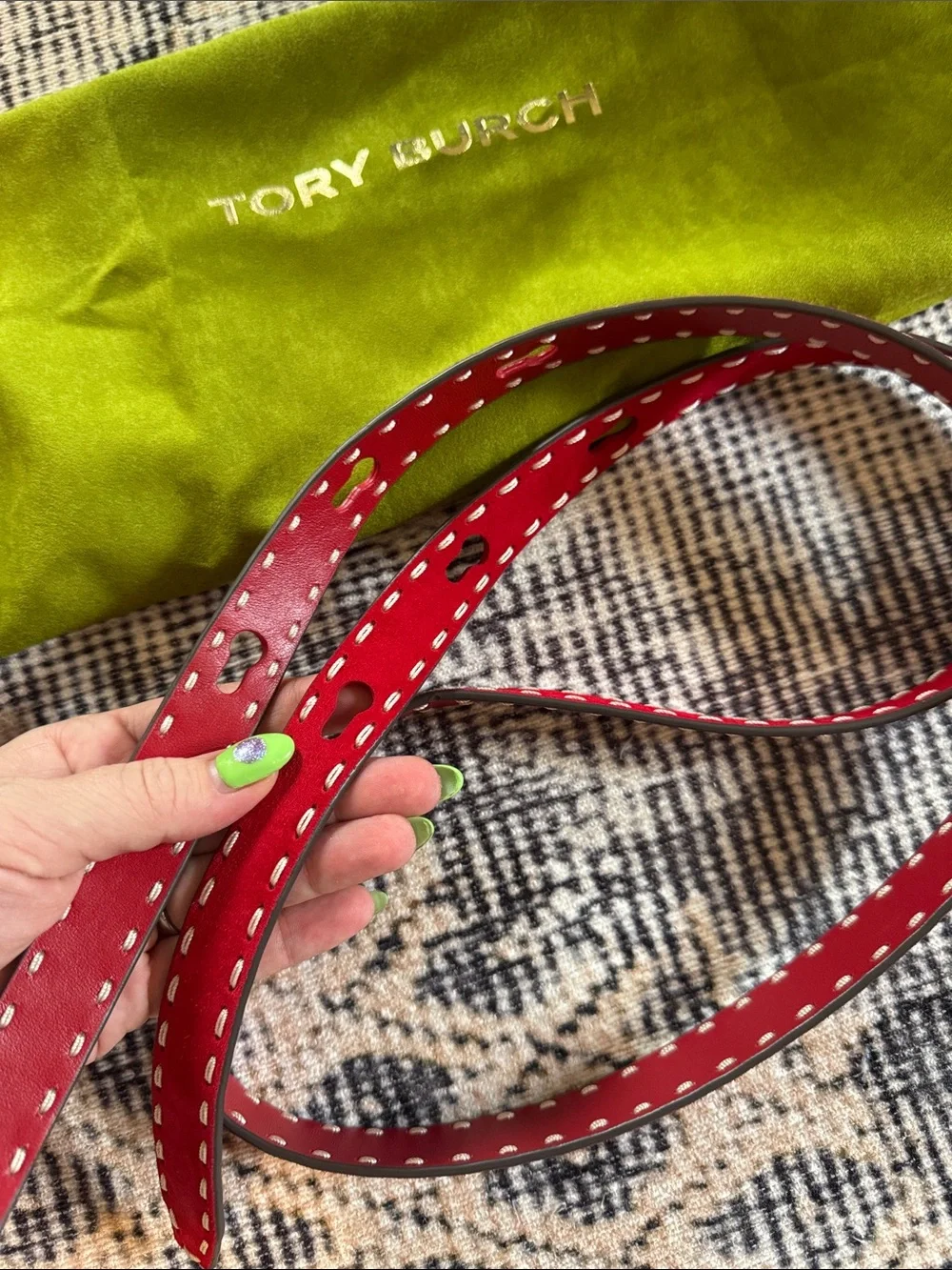 Tory Burch Romy Half Moon Shoulder Bag Suede Red OS - Picture 8 of 8